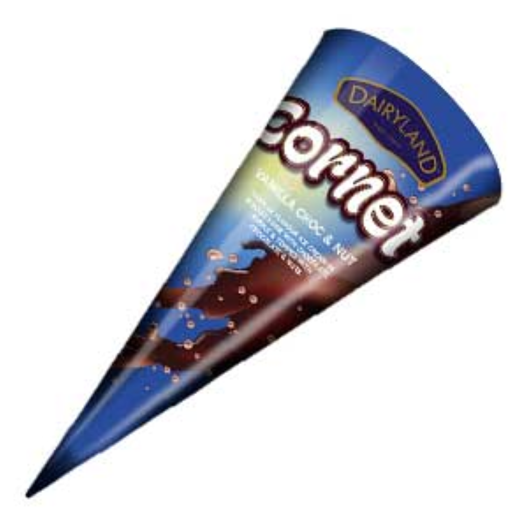 DAIRYLAND VANILLA CHOC N NUT CORNETS